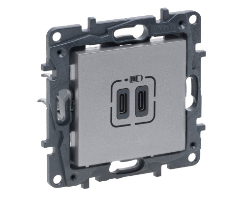 Розетка Legrand Niloe Step USB Тип С+C 15 Вт 5 В алюміній
