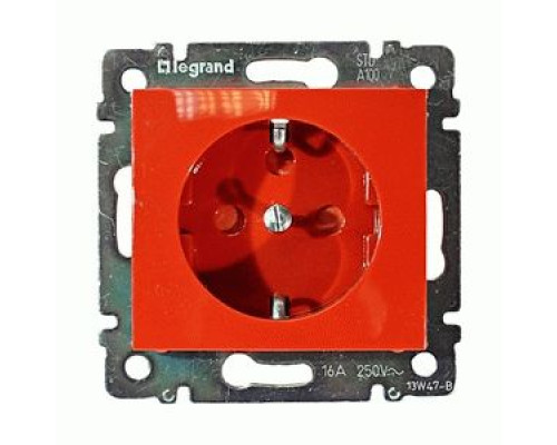 Розетка Legrand Valena із заземленням з блокуванням червоний