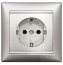 Розетка Legrand Valena із заземленням з рамкою алюміній