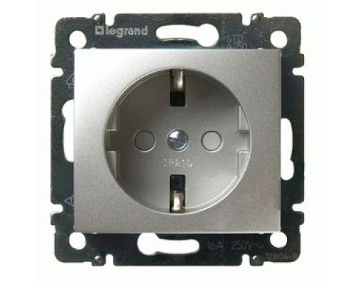 Розетка Legrand Valena із заземленням з шторками алюміній