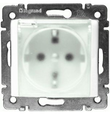 Розетка Legrand Valena із заземленням з шторками і кришкою IP44 білий