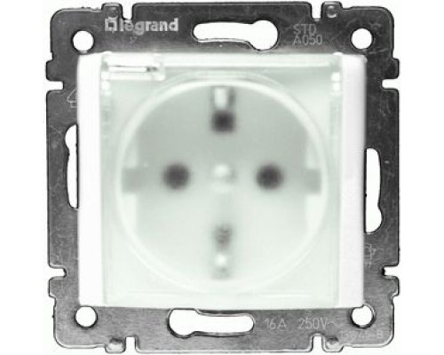 Розетка Legrand Valena із заземленням з шторками і кришкою IP44 білий
