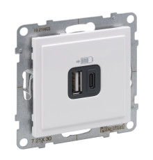 Розетка USB тип А+C 12Вт+15Вт 5В Legrand SUNO білий