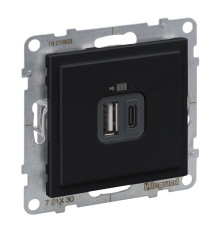 Розетка USB тип А+C 12Вт+15Вт 5В Legrand SUNO чорний