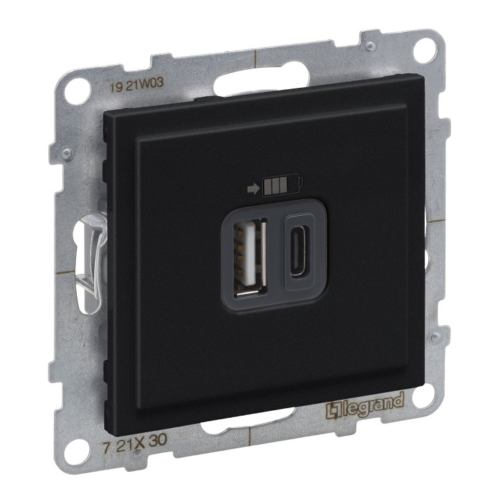 Розетка USB тип А+C 12Вт+15Вт 5В Legrand SUNO чорний · Legrand · uk/rozetka-usb-tip-ac-12vt15vt-5v-legrand-suno-chornij-721430