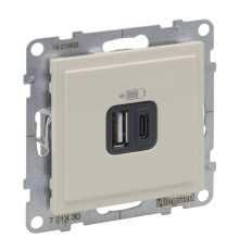Розетка USB тип А+C 12Вт+15Вт 5В Legrand SUNO слоновая кость
