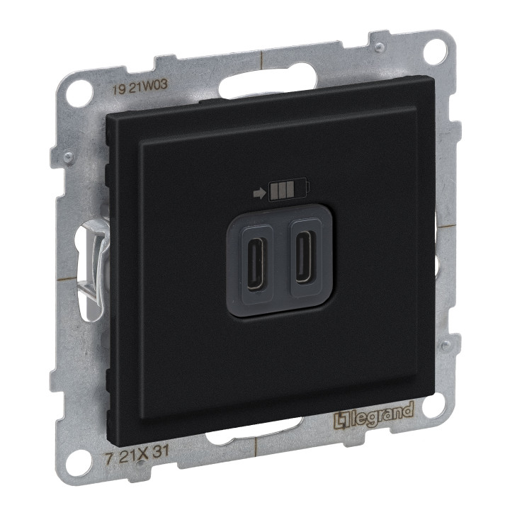 Розетка USB тип С+C 15Вт 5В Legrand SUNO чорний · Legrand · uk/rozetka-usb-tip-sc-15vt-5v-legrand-suno-chornij-721431
