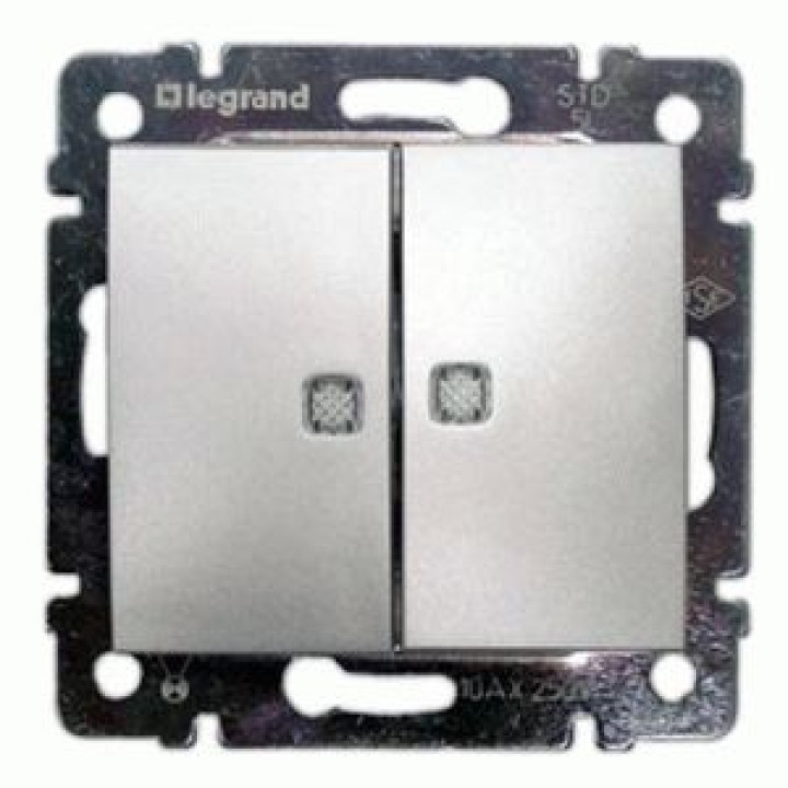 Вимикач Legrand Valena з підсвічуванням 2-клавішний алюміній · Legrand · uk/vyklyuchatel-legrand-valena-s-podsvetkoj-2-klavishnyj-alyumi-