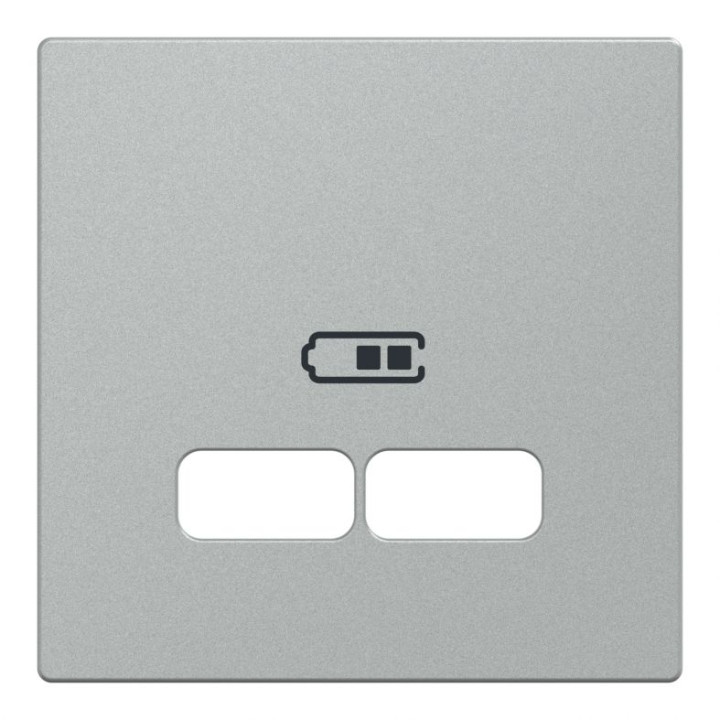 Накладка Merten System M для подвійної розетки USB 21А алюміній · MERTEN · uk/centralnaya-merten-nakladka-dlya-usb-mehanizma-21a-alyuminij