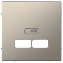 Лицьова панель Merten D-Life для розетки USB нікель · MERTEN · uk/centralnaya-nakladka-merten-dlya-usb-mehanizma-21a-nikel-mtn