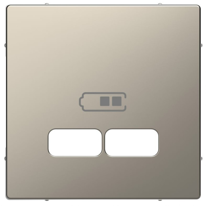 Лицьова панель Merten D-Life для розетки USB нікель · MERTEN · uk/centralnaya-nakladka-merten-dlya-usb-mehanizma-21a-nikel-mtn