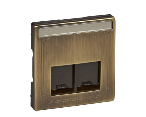 Центральна плата Merten для розетки комп'ютерної 2 пости латунь