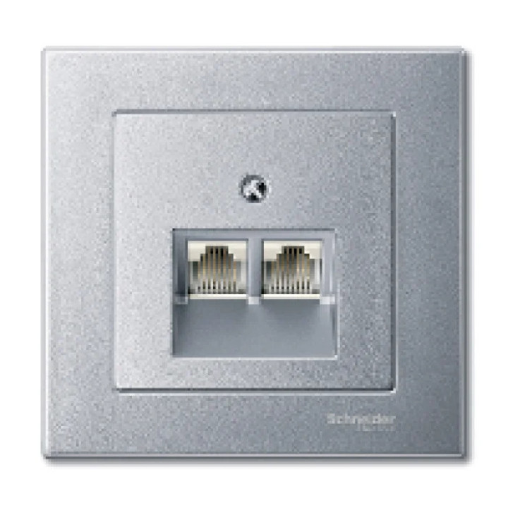 Накладка розетки Merten RJ45двопостовая алюміній · MERTEN · uk/nakladka-rozetki-merten-rj45dvopostovaya-alyuminij-mtn298060