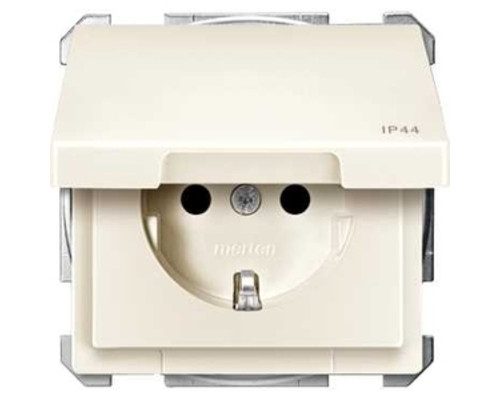 Розетка Merten SCHUKO IP44 з кришкою і заземленням бежевий