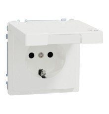 Розетка Merten System M Schuko IP44 з відкидною кришкою матовий білий