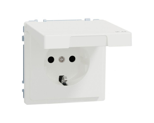 Розетка Merten System M Schuko IP44 з відкидною кришкою матовий білий