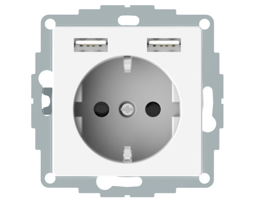 Розетка Merten System M з заземленням та USB A+A полярно-білий