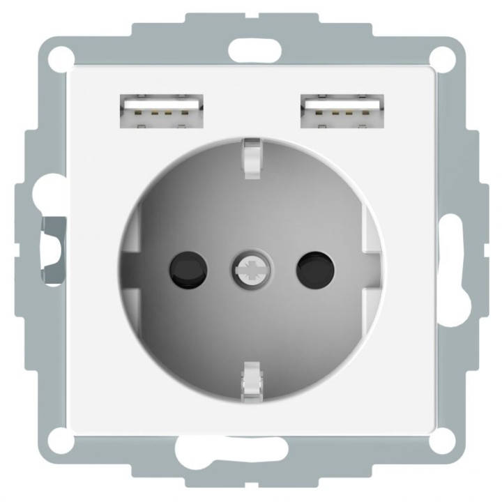 Розетка Merten System M з заземленням та USB A+A полярно-білий · MERTEN · uk/rozetka-z-zazemlennyam-ta-usb-aa-polyarno-bilij-system-m