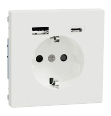 Розетка Merten D-Life з заземленням та USB A+C матовий білий
