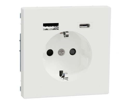 Розетка Merten D-Life з заземленням та USB A+C матовий білий