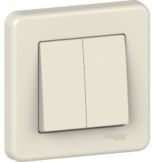 Перемикач Schneider Electric Leona прохідний 2-клавішний крем