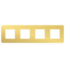 Рамка Schneider Electric Unica New Studio Metal 4-поста золото/білий