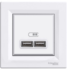 Розетка Schneider Electric Asfora 2xUSB 2.1А біла