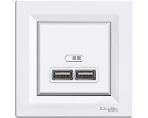 Розетка Schneider Electric Asfora 2xUSB 2.1А біла