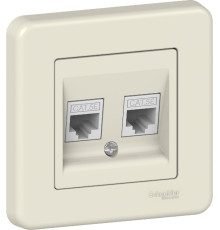 Розетка Schneider Electric Leona 2xRJ45 cat 5e крем