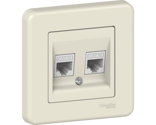 Розетка Schneider Electric Leona 2xRJ45 cat 5e крем