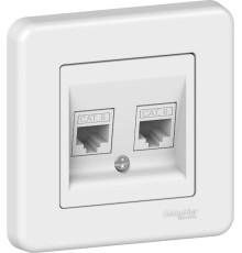 Розетка Schneider Electric Leona 2xRJ45 cat 6 білий