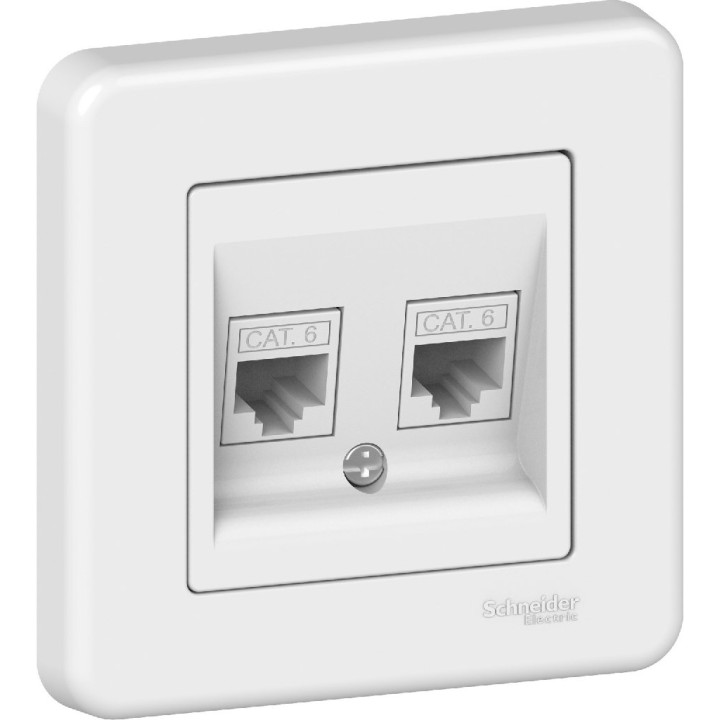 Розетка Schneider Electric Leona 2xRJ45 cat 6 білий · Schneider Electric · uk/rozetka-schneider-electric-leona-2xrj45-cat-6-belyj-lna48001