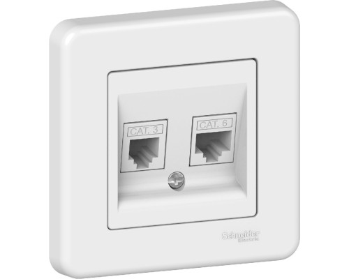 Розетка Schneider Electric Leona RJ45 + RJ11 білий