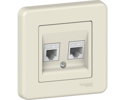 Розетка Schneider Electric Leona RJ45 + RJ11 крем