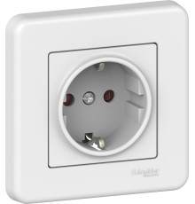 Розетка Schneider Electric Leona з заземлення. і шторки. білий