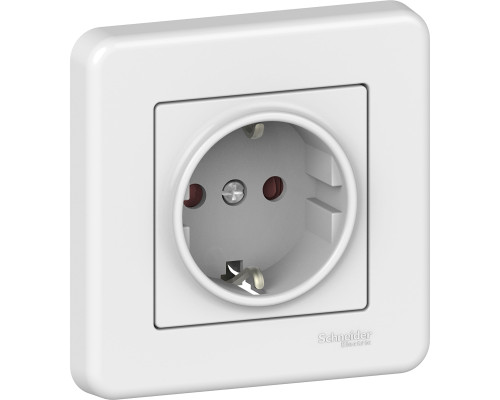 Розетка Schneider Electric Leona з заземлення. і шторки. білий