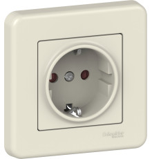 Розетка Schneider Electric Leona з заземлення. і шторки. крем