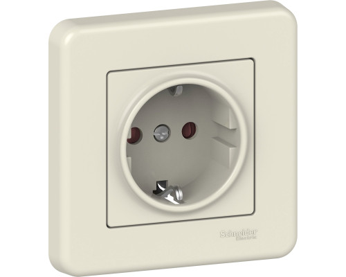 Розетка Schneider Electric Leona з заземлення. і шторки. крем