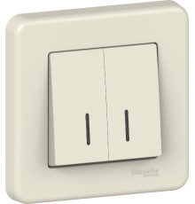 Вимикач Schneider Electric Leona 2-клавішний з підсвіткою крем