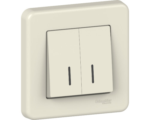 Вимикач Schneider Electric Leona 2-клавішний з підсвіткою крем