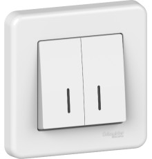 Вимикач Schneider Electric Leona 2-клавішний з підсвіткою білий