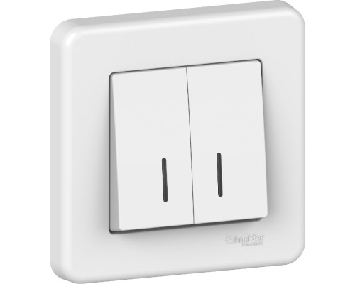 Вимикач Schneider Electric Leona 2-клавішний з підсвіткою білий