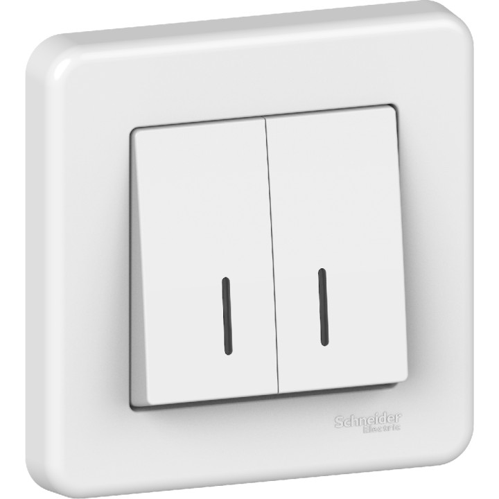 Вимикач Schneider Electric Leona 2-клавішний з підсвіткою білий · Schneider Electric · uk/vyklyuchatel-schneider-electric-leona-2-klavishnyj-s-podsvet