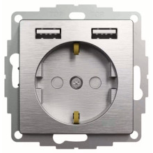 Розетка з зазем. + 2 USB тип А Schneider Sedna Elements матовий Алюміній · SCHNEIDER · uk/rozetka-s-zazemleniem-2-usb-tip-schneider-sedna-elements-mat