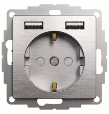 Розетка з зазем. + 2 USB тип А Schneider Sedna Elements матовий Алюміній