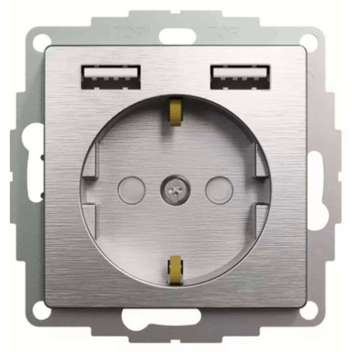 Розетка з зазем. + 2 USB тип А Schneider Sedna Elements матовий Алюміній · SCHNEIDER · uk/rozetka-s-zazemleniem-2-usb-tip-schneider-sedna-elements-mat
