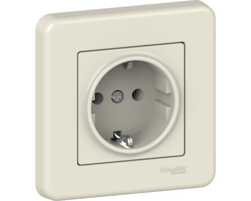 Розетка Schneider-Electric Leona з заземлення. крем (LNA2900123)