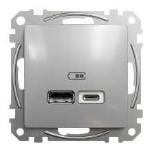 Розетка USB тип A+C 3A 21Вт Schneider Sedna Design Алюміній · SCHNEIDER · uk/rozetka-usb-typ-a-c-3a-21vt-schneider-sedna-design-alyuminij