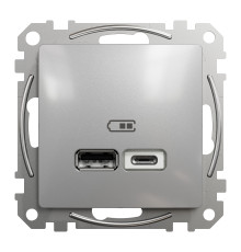 Розетка USB тип A+C 3A 21Вт Schneider Sedna Design Алюміній