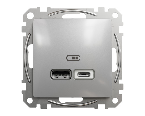 Розетка USB тип A+C 3A 21Вт Schneider Sedna Design Алюміній